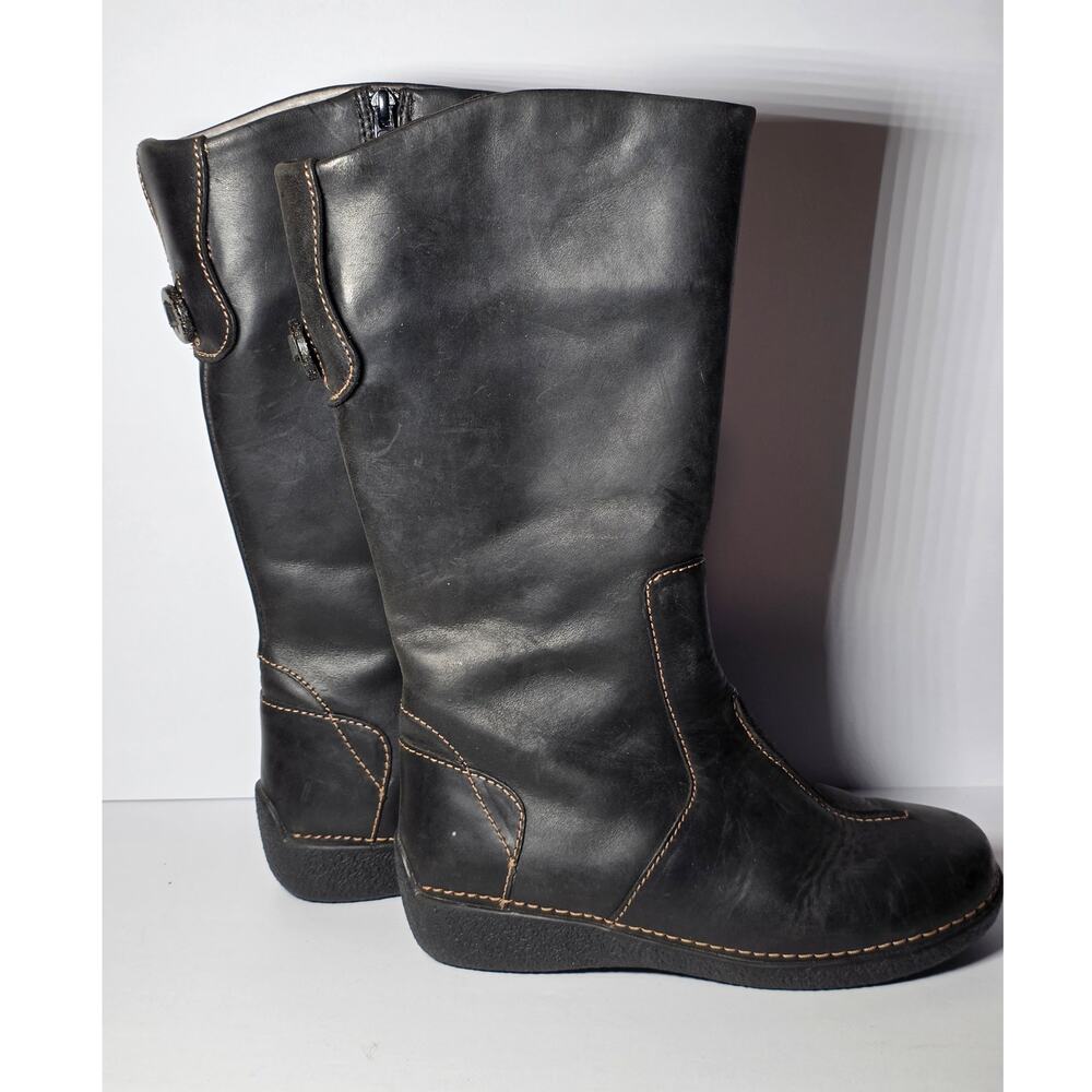 Duluth Trading Company Womens Andina Tall Boots Side Zip Black Leather 7M